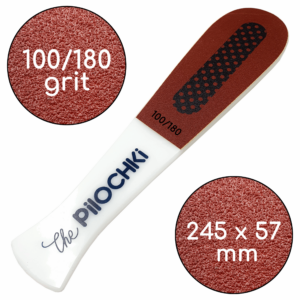 Пилка для пяток, С ручкой, 100/180 грит, Бордовая